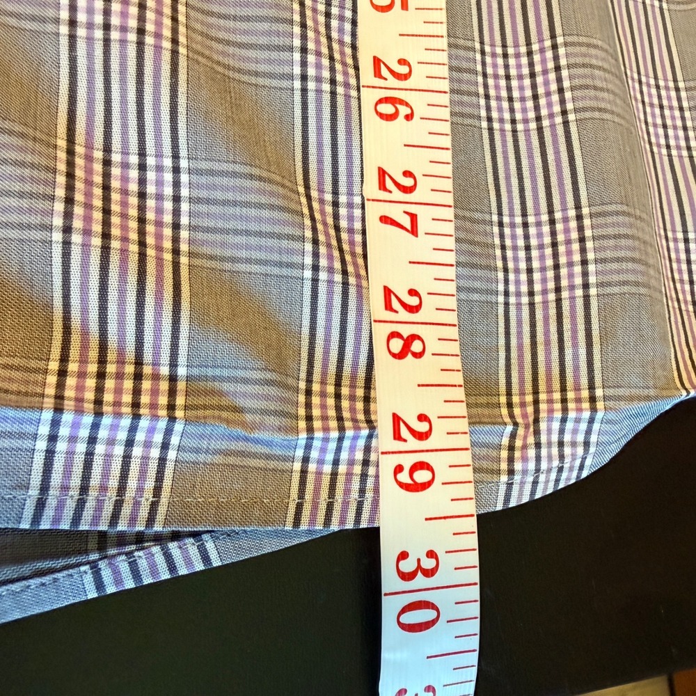 Hugo Boss Mens Slim Fit Plaid Long Sleeve Button Down Shirt Gray Purple Large - Picture 8 of 12